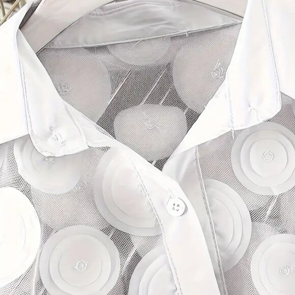 NEW! ELEGANT CHIFFON Raised PETALS SHEER BLOUSE SZ XL - Picture 4 of 5